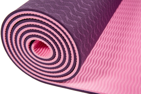 LIVE WELL Yoga Starter Kit - TPE Yoga Mat with Dual Color, and 2